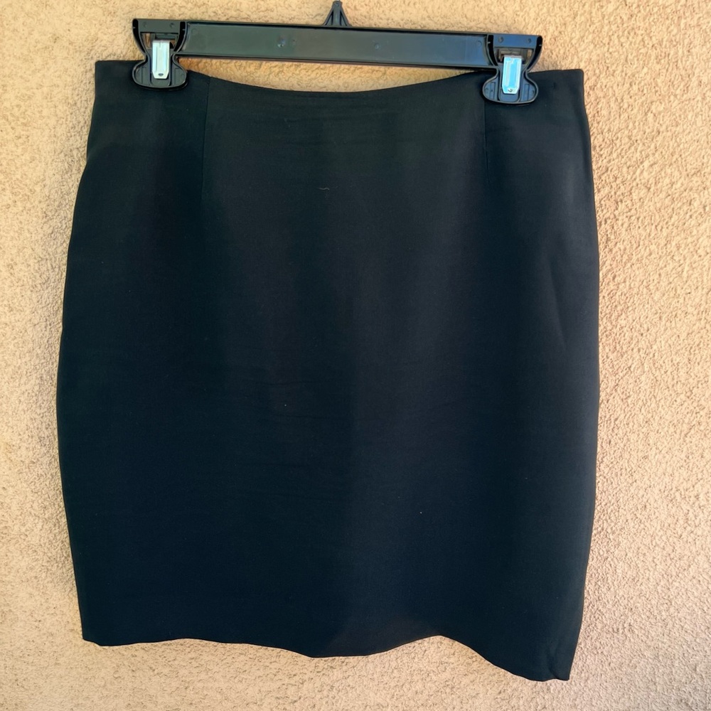Lulu Bravo Black Silk High Waist Straight Pencil Skirt Size 8